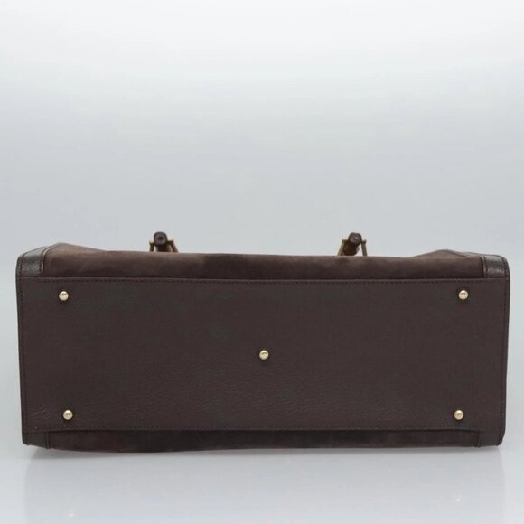 GUCCI Bamboo Hand Bag Suede Brown Gold 002 - Picture 7 of 16